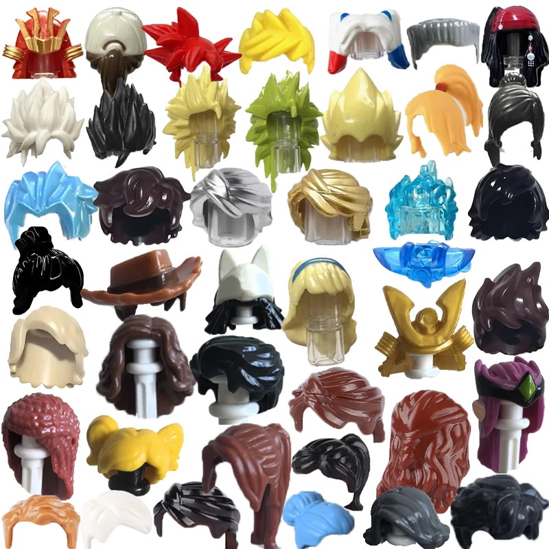 

Building Blocks Compatible With Character Body Parts Accessories Two-Color Colored Girls Boy Hair Hairstyle Bricks Toy Gifts