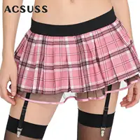 Falda de Cosplay de Colegiala para Mujer, con Capas de Tul, Cintura Elástica, Falda Corta Plisada a Cuadros con Ligueros, Lencería para Club Nocturno