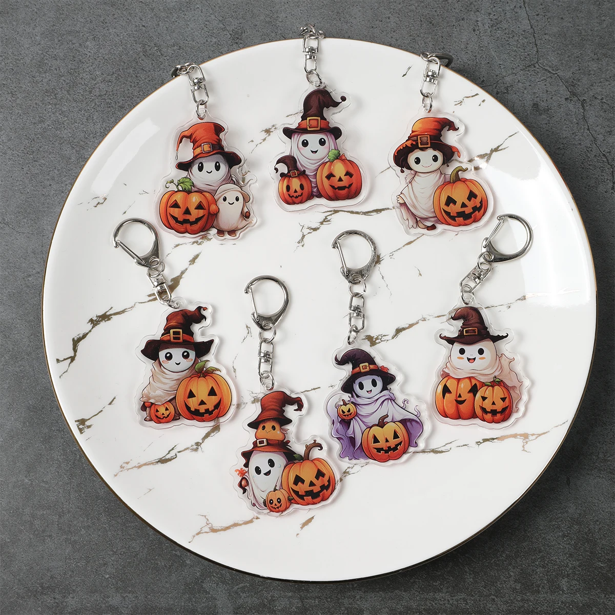 

Halloween Pumpkin Witch Acrylic Pendant Decoration Happy Halloween Gift Pumpkin Ghost Halloween Party Key Chain Favors