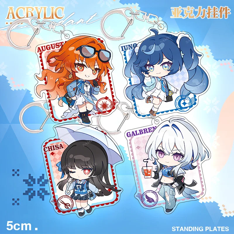 Game Wuthering Waves Cosplay Costume Anime Key Chain Keychains Accessories Figure Iuno CHISA GALBRENA Cartoon Q-version Pendants