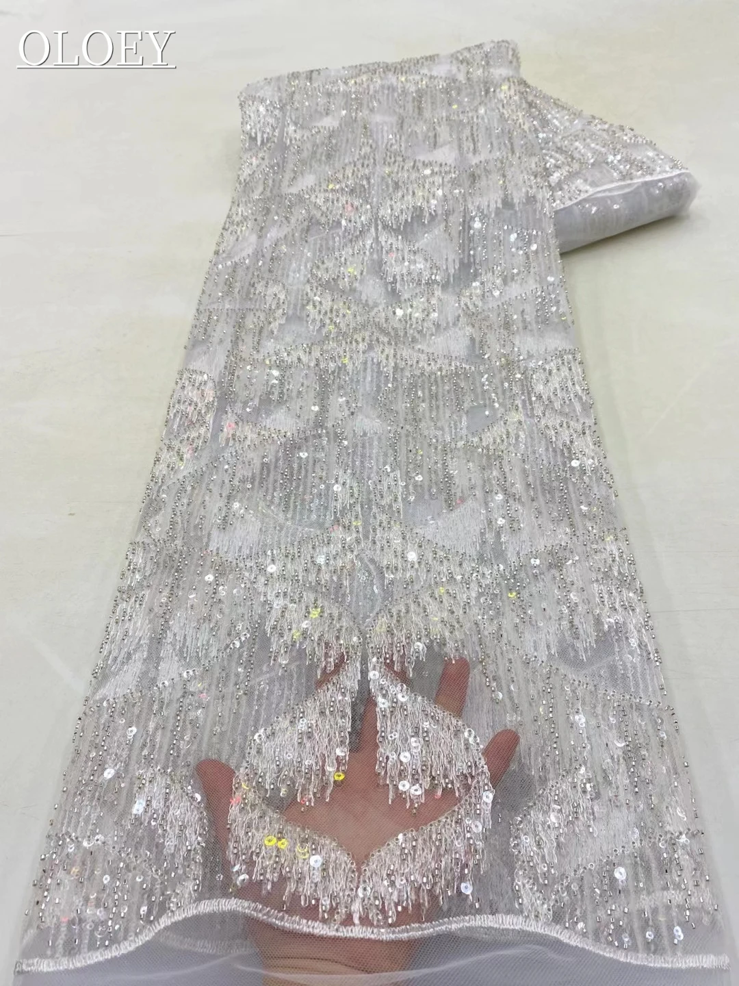 High Quality Fashion African Tulle Embroidered Groom Lace Fabric With Sequins Lace Fabric For Wedding Dress