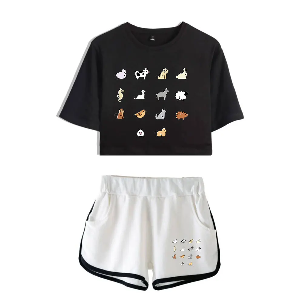 

Fruit Basket Merch Zodiac Animals Vintage 90s logo Merch Tops Streetwear Fashion Two Piece Set Shorts+Lovely TShirt Harajuku