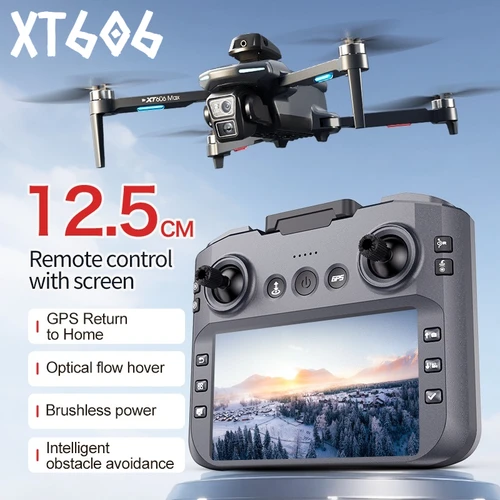 Imagen 1 del producto XT606 GPS Control de pantalla Drone sin escobillas 5G transmisión óptica plegable HD pantalla de cámara Dual grande 4,3 pulgadas vuelo de retorno de una tecla