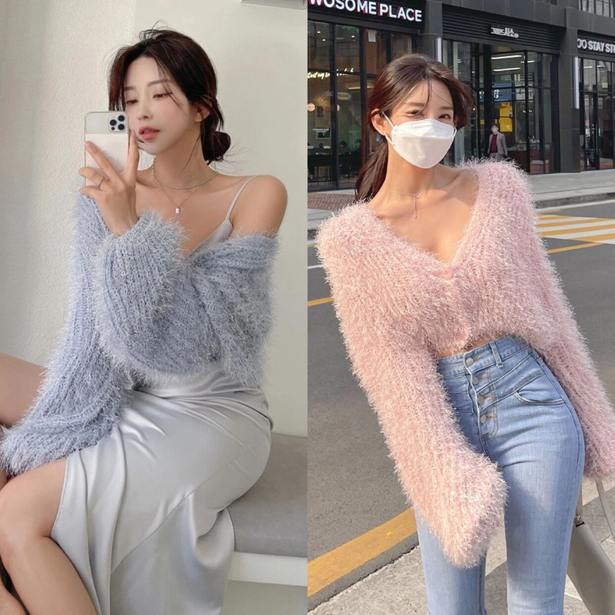 Maglione cardigan aperto lavorato a maglia V-Ne chic da donna lungo sciolto Sve soffice sensazione autunno inverno pigro Sle design a due bottoni