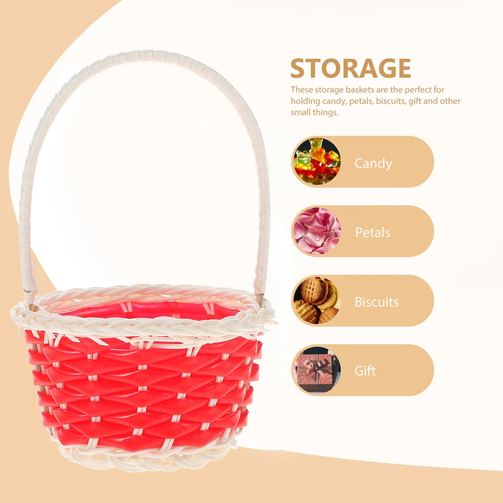 10 Pcs Rattan Shopping Basket Party Favor Baskets Mini Plastic Tiny Woven Girl Handheld Small Easter