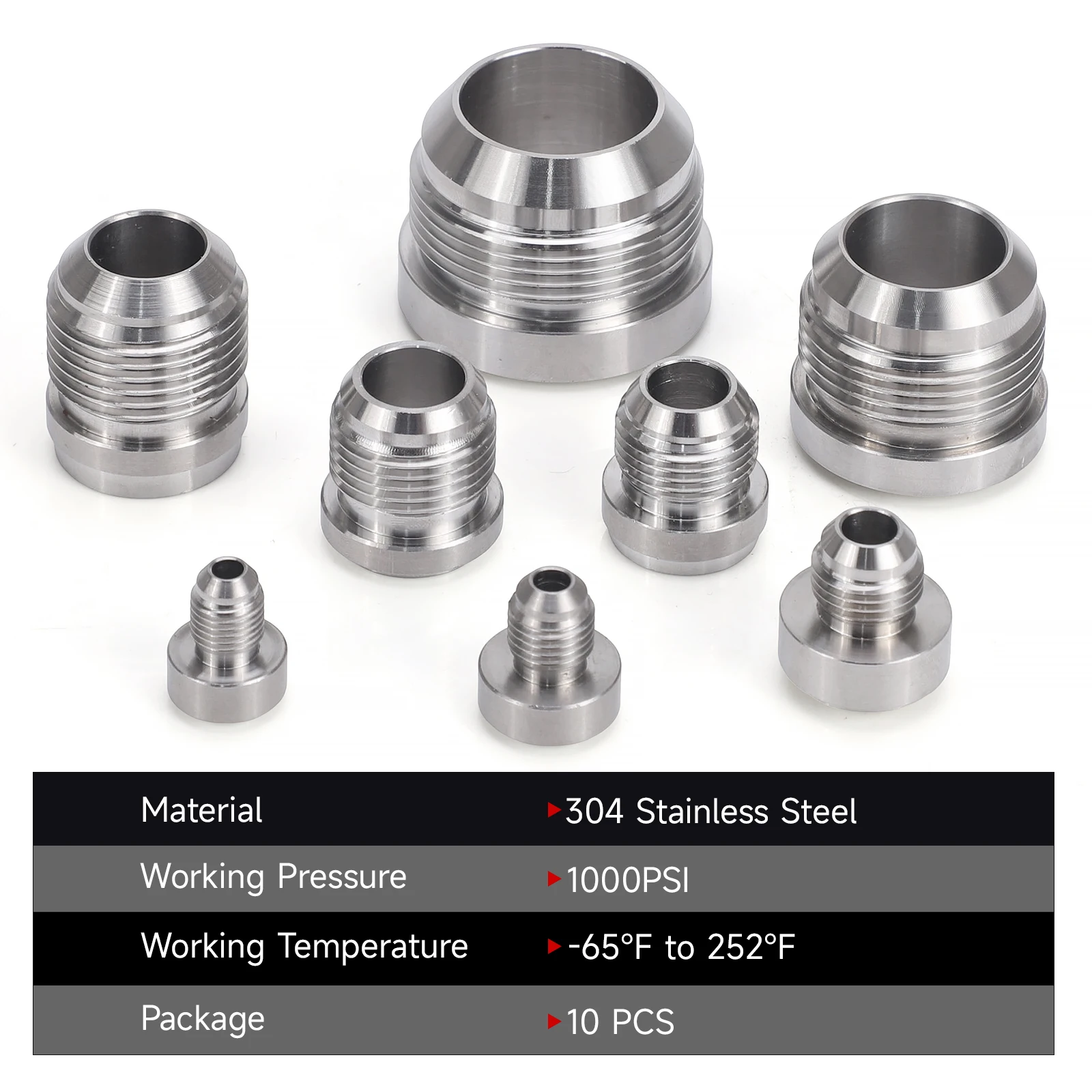 CNSPEED Edelstahl Gerader Schweißadapter Anschluss für Auto-Nitrous-Rohrverbinder 10 Stück AN6 AN8 AN10 AN12 AN16 AN20 Male Billet – Detail 6