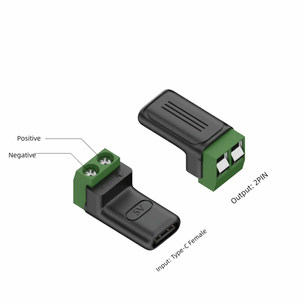 Type C to 2 Pin USB C to 2 Pin Adapter 5V Charging Crimp Terminal Type-C Male Adapter No Solder Quick Connector