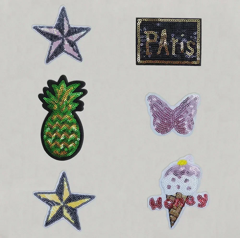 New arrive Cartoon Embroidery patch Hot melt adhesive Patch Sequins DIY Iron on patch Badges Clothing Decorate Sewing Accessory