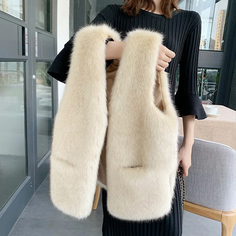 Frauen 2025, Herbst Winter Neue Dünne Ärmellose Mäntel Pelz Strickjacke Weibliche Faux Fuchs Pelz Weste Damen Künstliche pelz Weste Tops