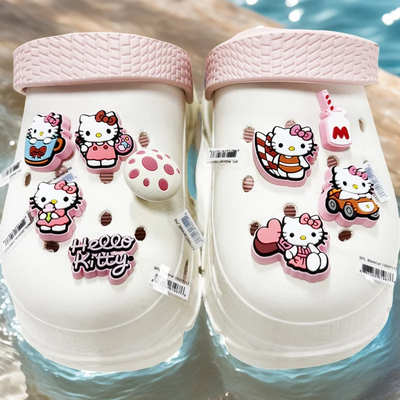 10pcs Hello Kitty PVC Shoe Buckles  Suitable for Hole Shoes, Shoes And Boots Decoration DIY Shoe Buckle Accessories Xmas Gifts
