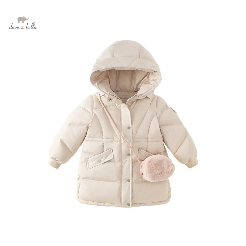 Dave Bella Children Girls Padding Down Jacket 2023 Winter New Fashion Long Coat Party Outdoor Waterproof Outerwear DK4237250