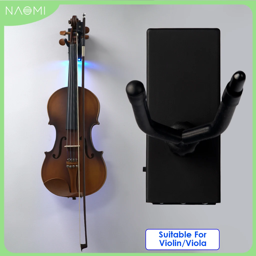 

NAOMI Blue LED Light Violin Wall Mount Hanger Hook W/ Bow Holder Screws Easy To Install Decorative Home Studio For Violin/Viola