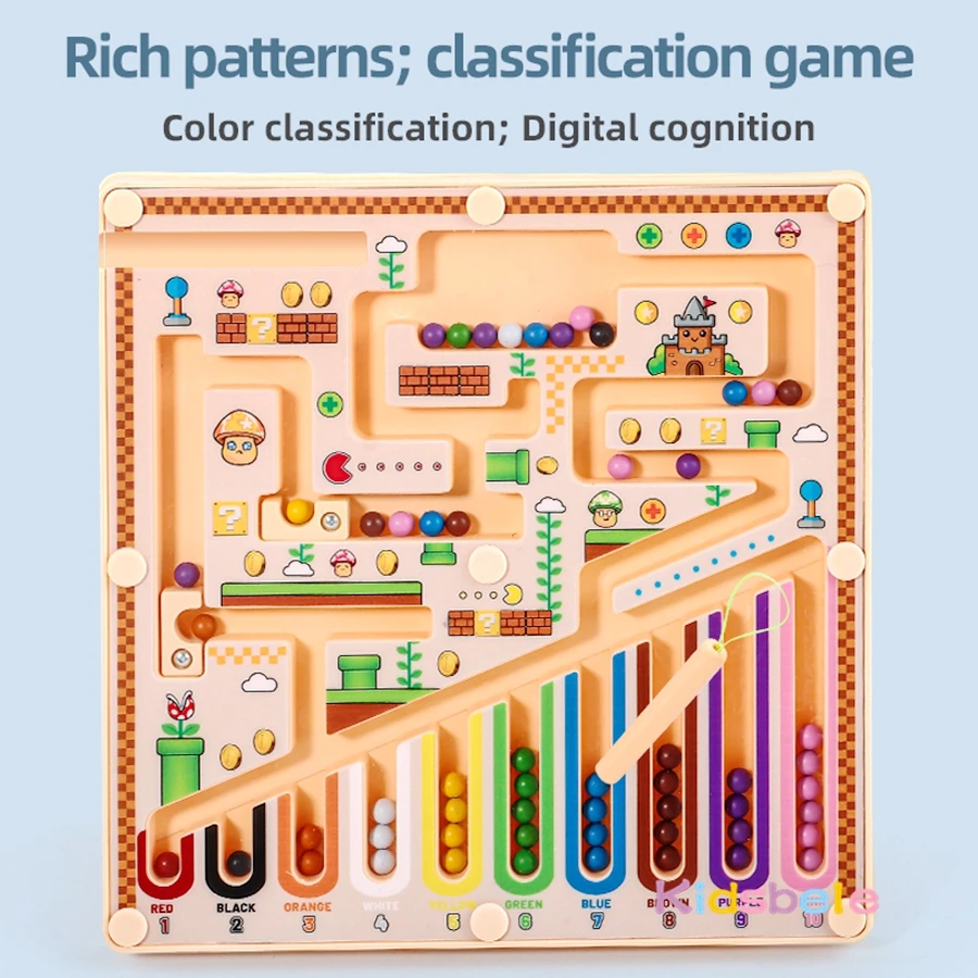Montessori Magnetic Color Number Cognitive Classification Counting Maze Sensory Toy With Pencil Party Chrismas Gift for Children