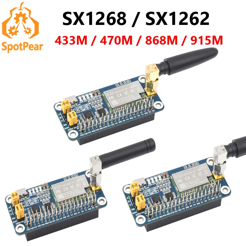 

Raspberry Pi SX1262 / SX1268 LoRa HAT 433M / 470M / 868M / 915M Option