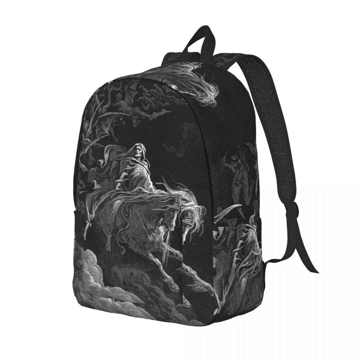 Death Reaper On A Pale Horse Gustave Dore Canvas Backpack Daypack Children BookBag School Bag Shoulder Bags for Boys Girls