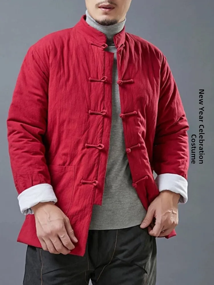 

New Winter Chinese Sle Cotton Jaet Men Women Retro Artistic Tang Costume ort Coat Stand Collar Button up Cottonwear