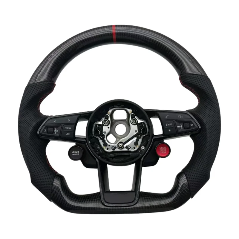 

Популярные продукты Перфорированная кожа из углеродного волокна с кнопкой запуска Рулевое колесо подходит для рулевого колеса автомобиля Audi R8
