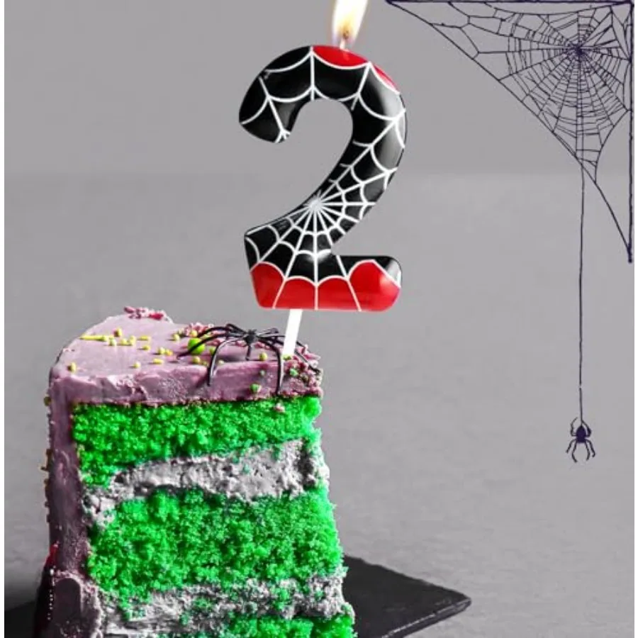 s Candle th Birthday Candle Black Red s Web Cake Decoration Birthday Party Supplies s Cartoon Themed Cake Topper Decorations fo - view 4