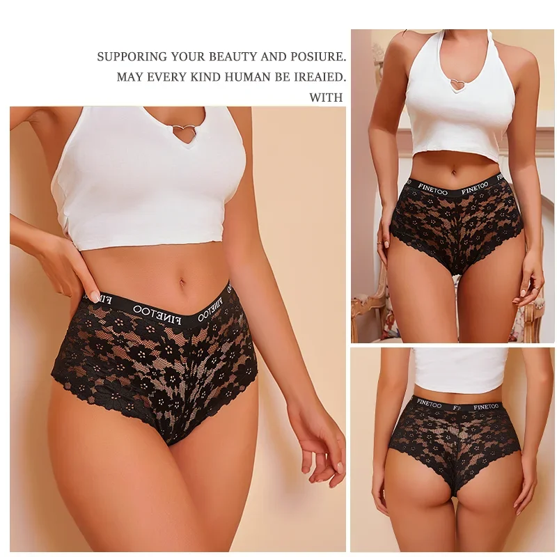 New 3Pcs Sexy Lace Seamless Women Boxers Breathable Low Waist Female Underwear Soft Solid Color Intimates High Elastic Lingerie