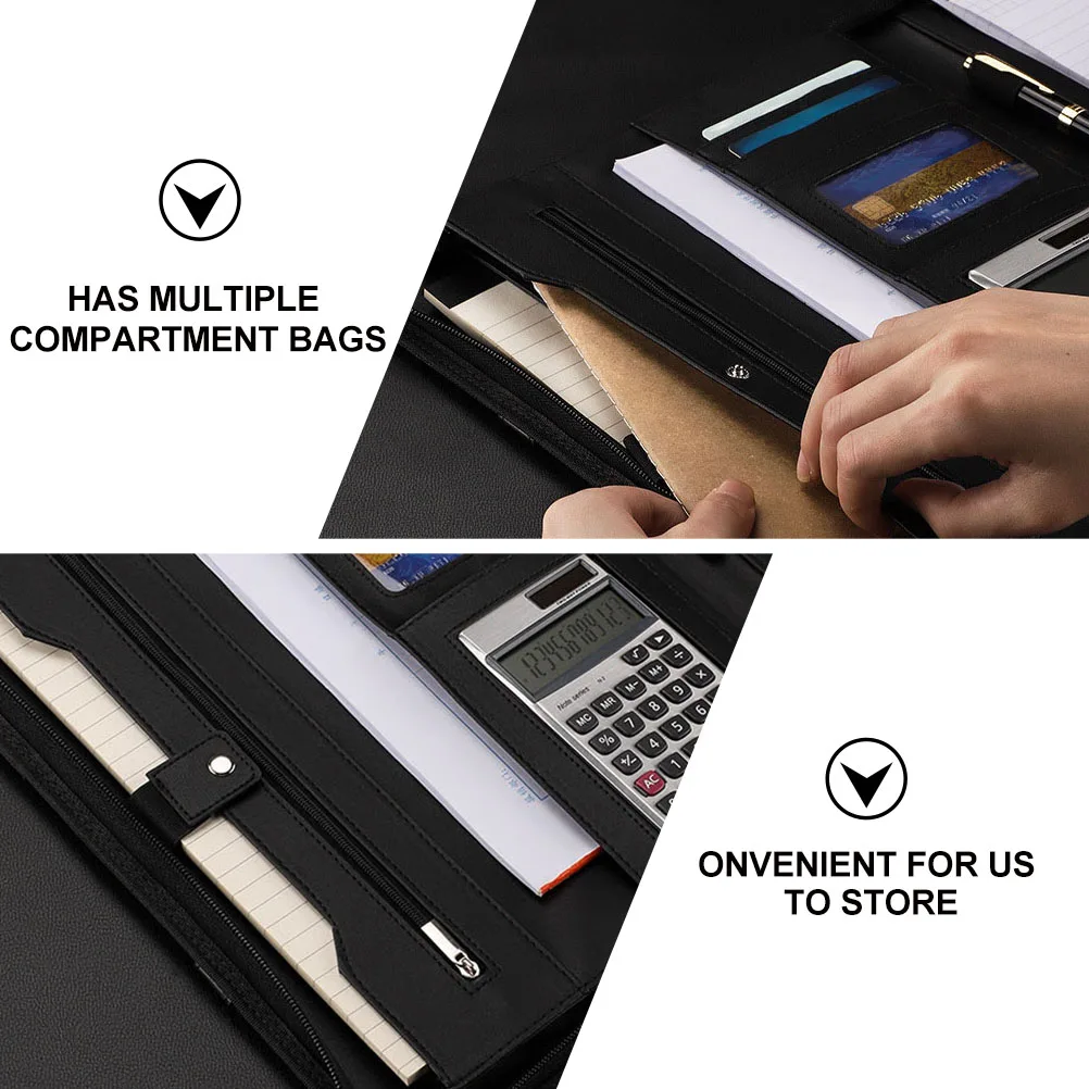 

Pu Zippered Portfolio Folder Business Portfolio Binder Lightweight Document Organizer For Meetings Travel Office