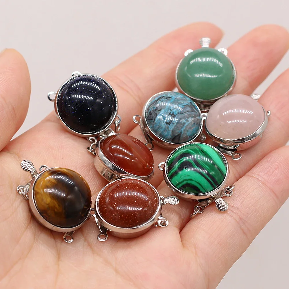 5PCS Wholesale Natural Stone Crystal Agate Malachite Connecting Buckle for Jewelry Making Necklace Bracelet Gifts Size 18x22mm