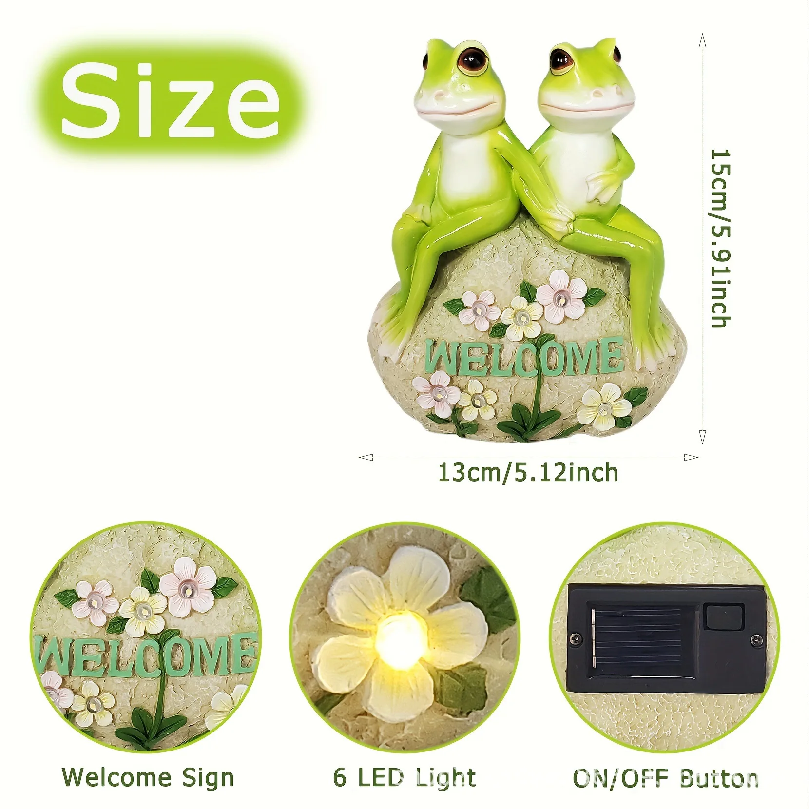 Modern New Decoration Lawn Courtyard Creative Design Solar Resin Small Frog LED Lights Fun Handicrafts Office Ornaments