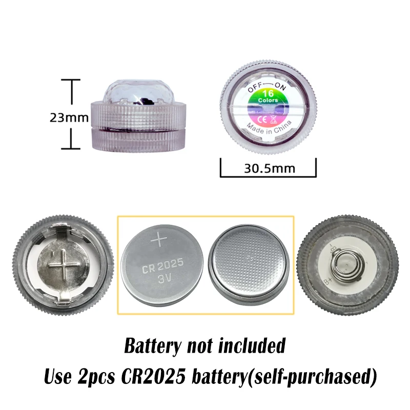 RGB Coin Cell Led Light Submersible Remote Control Mini UnderWater Outdoor Lighting Light Tank Vase Decoration IP68 Waterproof