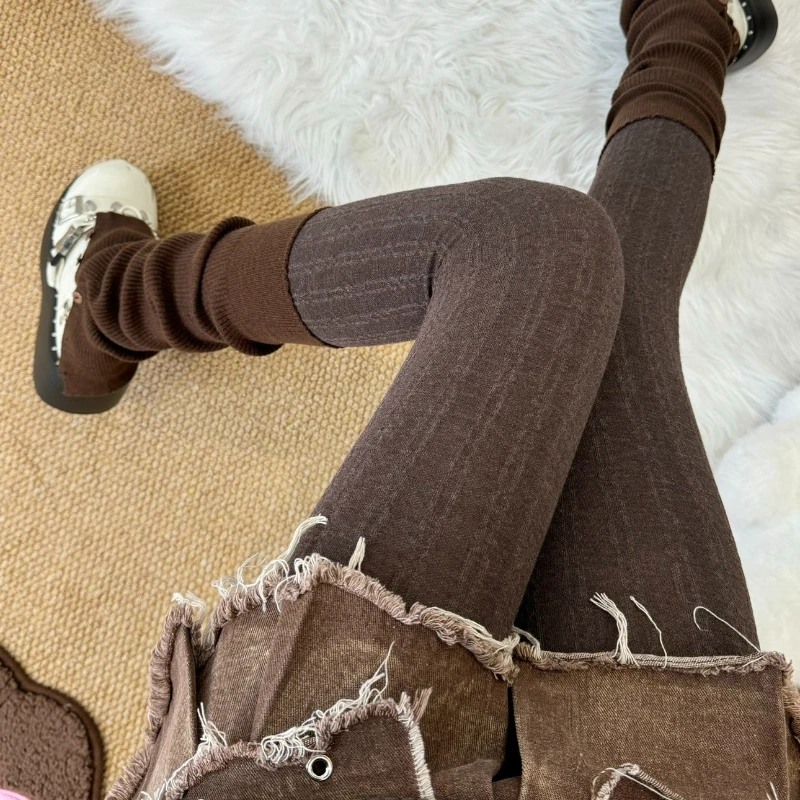 

Winter Murad Colour Vertical Stripe Ladies Retro Warm Pantyhose Light Thin Slim Simple Versatile Stockings Underwear Bottoms