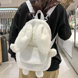 Cute Rabbit Design Plush Crossbody Bag Large Capacity Shoulder Bag for Women Soft Polyester Zipper Closure Casual Bag