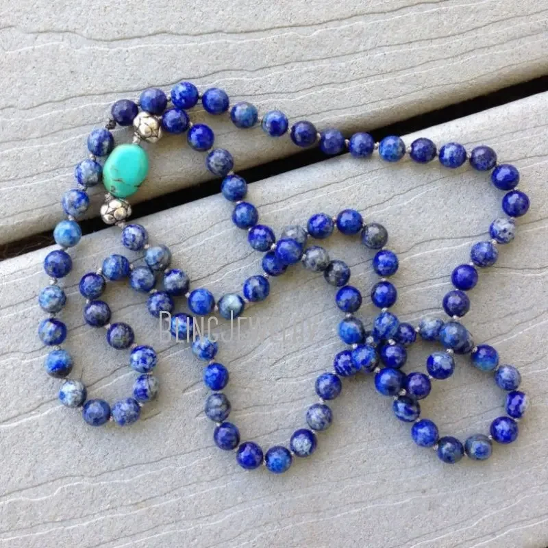 

Boho Knot Long Layered Blue Lapis Lazuli Faceted Natural Stone Bead Necklace Y2k Jewelry Grunge Collares Aesthetic