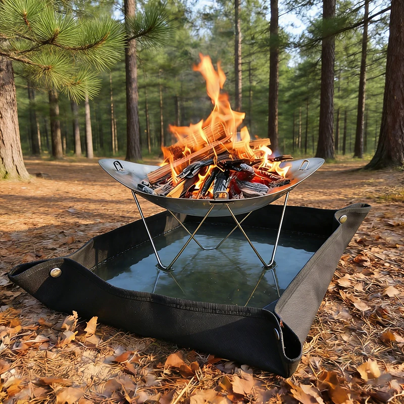 3D Feuerfeste Silikonmatte Campingkocher Lagerfeuer Hitzebeständige Picknick-Feuerholzmatte Flammhemmende Bodenschutzunterlage