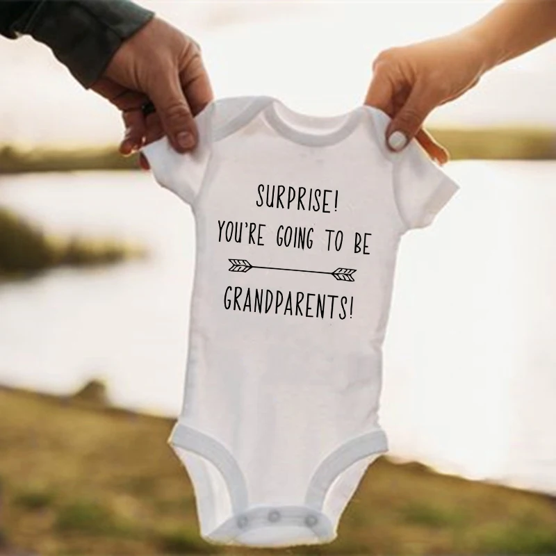 Surprise You're Going To Be Grandparents Baby Bodysuit Pregnancy Announcement Baby Clothes Infant Bodysuit New Grandparent Gifts