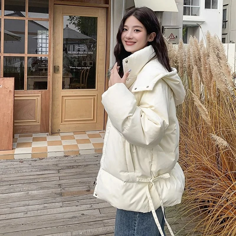 2024 New Winter Loose Hooded Coat Women Cotton Padded Thicken Warm Parka Casual Solid Big Pocket Jacket Oversize Female Outwear