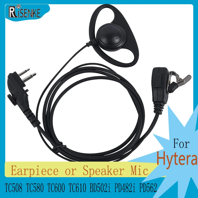 

RISENKE-Earpiece or Speaker Mic,Radio Walkie Talkie Headset,Ptt Mic for Hytera TC508, TC580, TC600, TC610, BD502i, PD482i, PD562