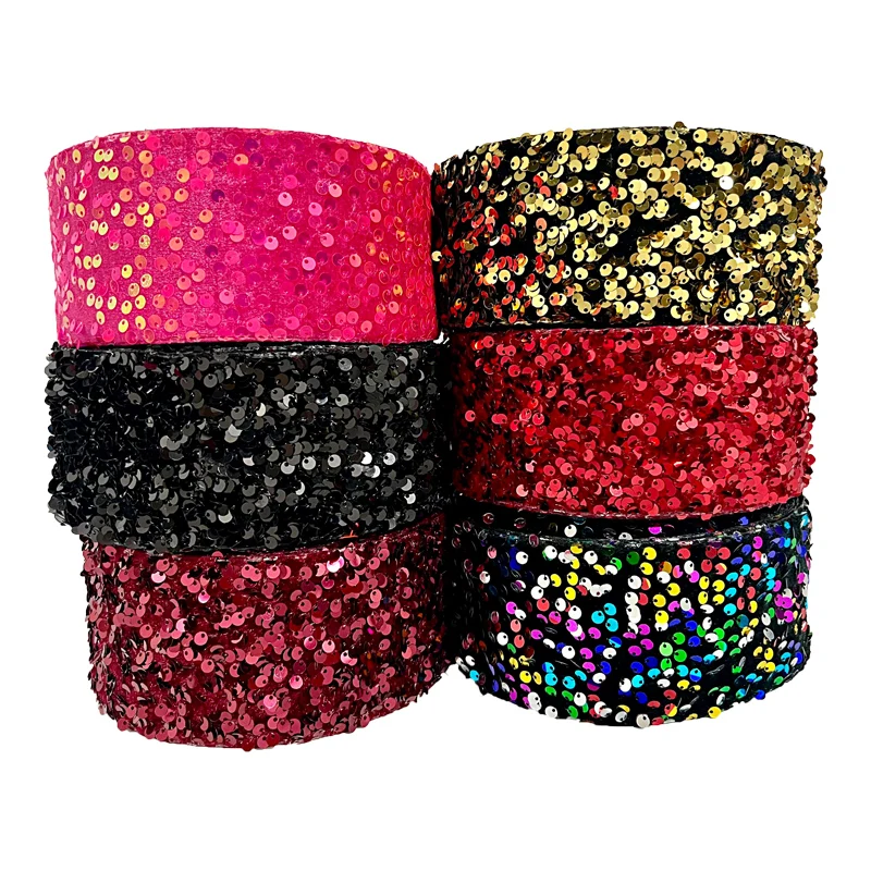 75mm 3inch velvet sequin ribbon 20yards/lot for DIY Bows Handmade Decoration Crafts