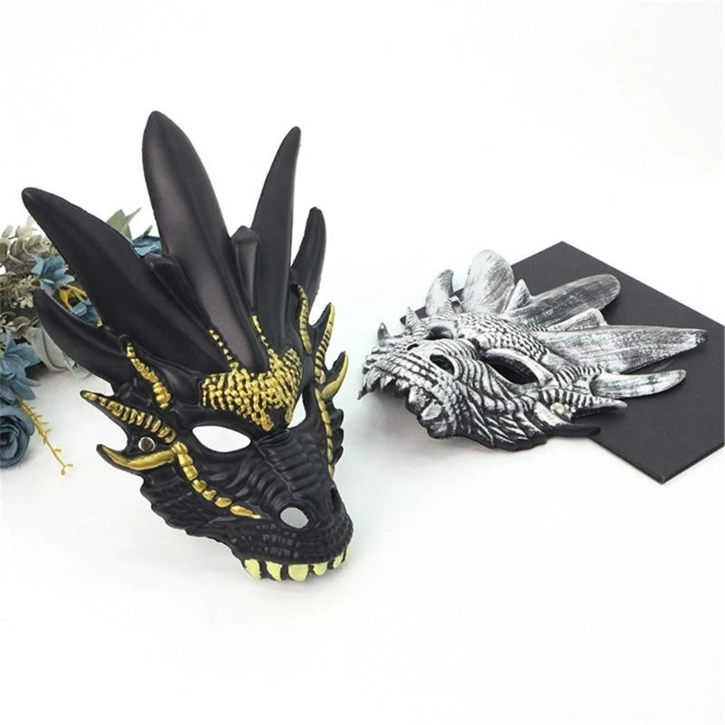 

652F Dragon Head Mask for Women Men Masquerade Dragon Head Full Face Mask Halloween Animal Mask Halloween Cosplay Accessories