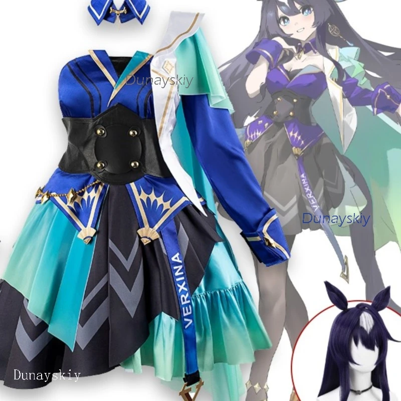 

NebulaCloak Store AGame Umamusume: Pretty Derby Verxina Cosplay Costume Wig One Shoulder Evening Dress PrincessAdults Cosplay