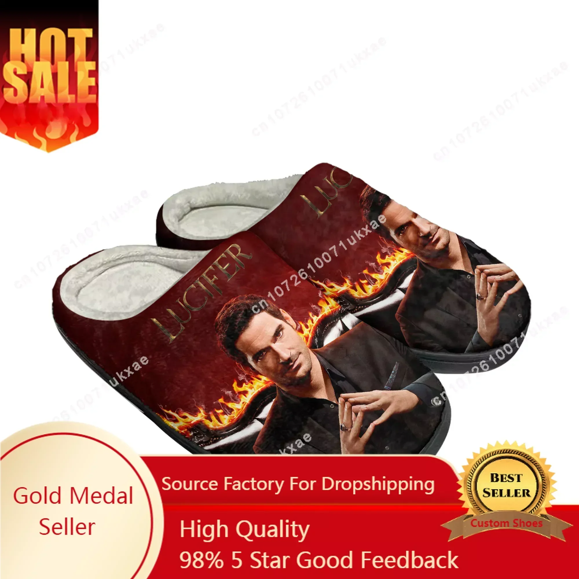 Lucifer Home Cotton Slippers Mens Womens Tom Ellis Plush Bedroom Casual Keep Warm Shoes Thermal Indoor Slipper Customized Shoe