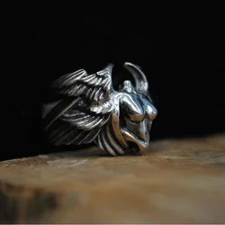 2023 New Vintage Angel Wings Y2K Joan of Arc Simple Women's Ring Birthday Party Gift Creative Light Luxury Jewelry