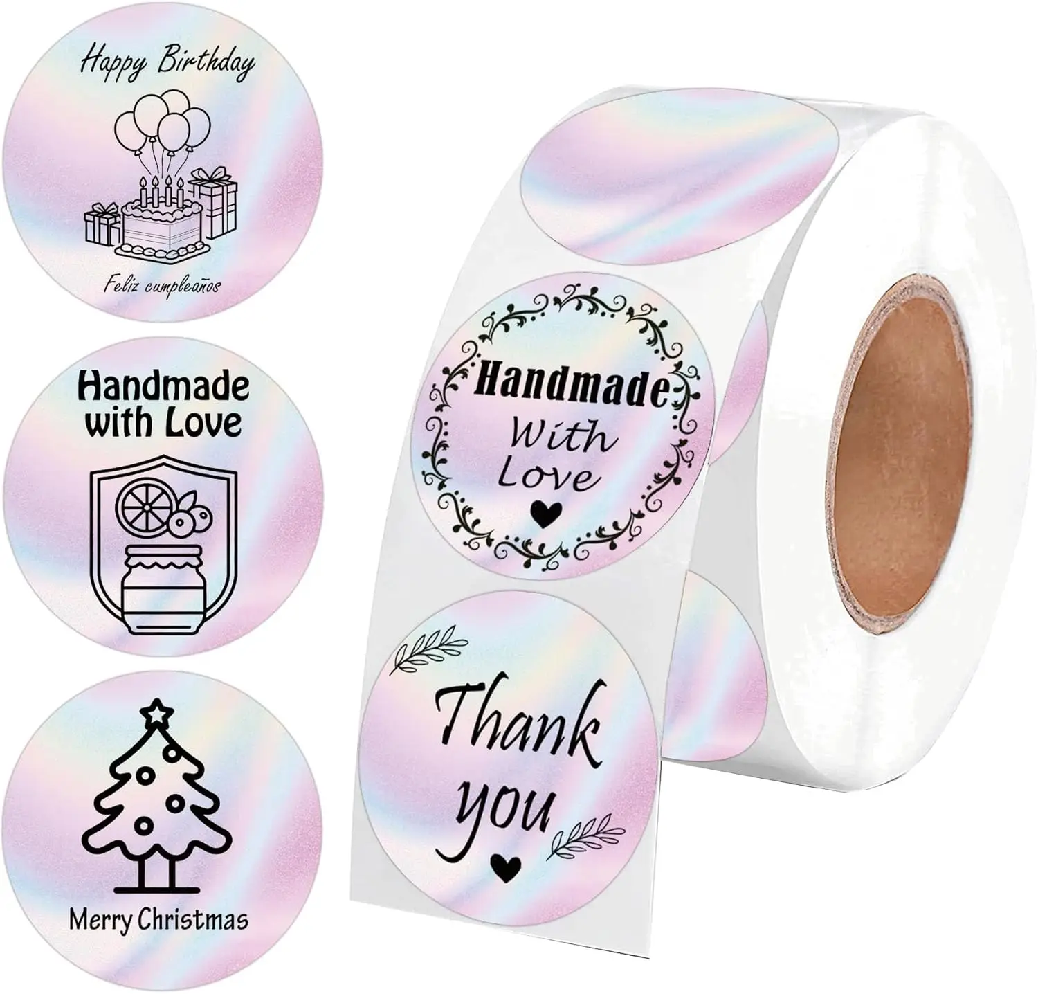 

2 inch Direct Thermal Labels Round Circle Color-Code Dot Labels Valentine's Day 500 Pcs Roll (Blue Pink Thermal Sensitive)