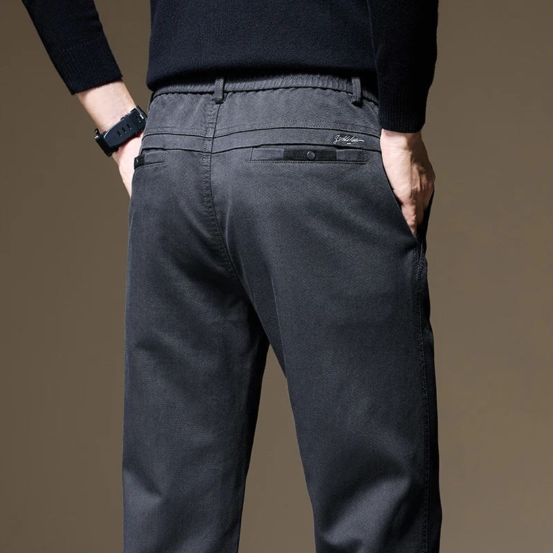 

Высокое качество, осенне-зимние повседневные брюки из лиоцелловой ткани, мужские толстые прямые модные брюки-чинос, серые, коричневые брюки, мужские большие размеры 40