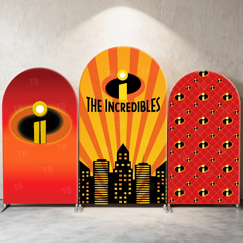 

The Incredibles Arch Backdrop Cover,Superhero City Theme Photography Background for Birthday Party,Event Decor&Photo Booth Prop