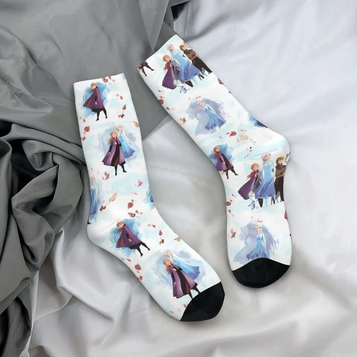 Frozen Elsa Sisters Medias Diseño Calcetines divertidos Calcetines antideslizantes de invierno Hombres Ciclismo Calcetines de alta calidad