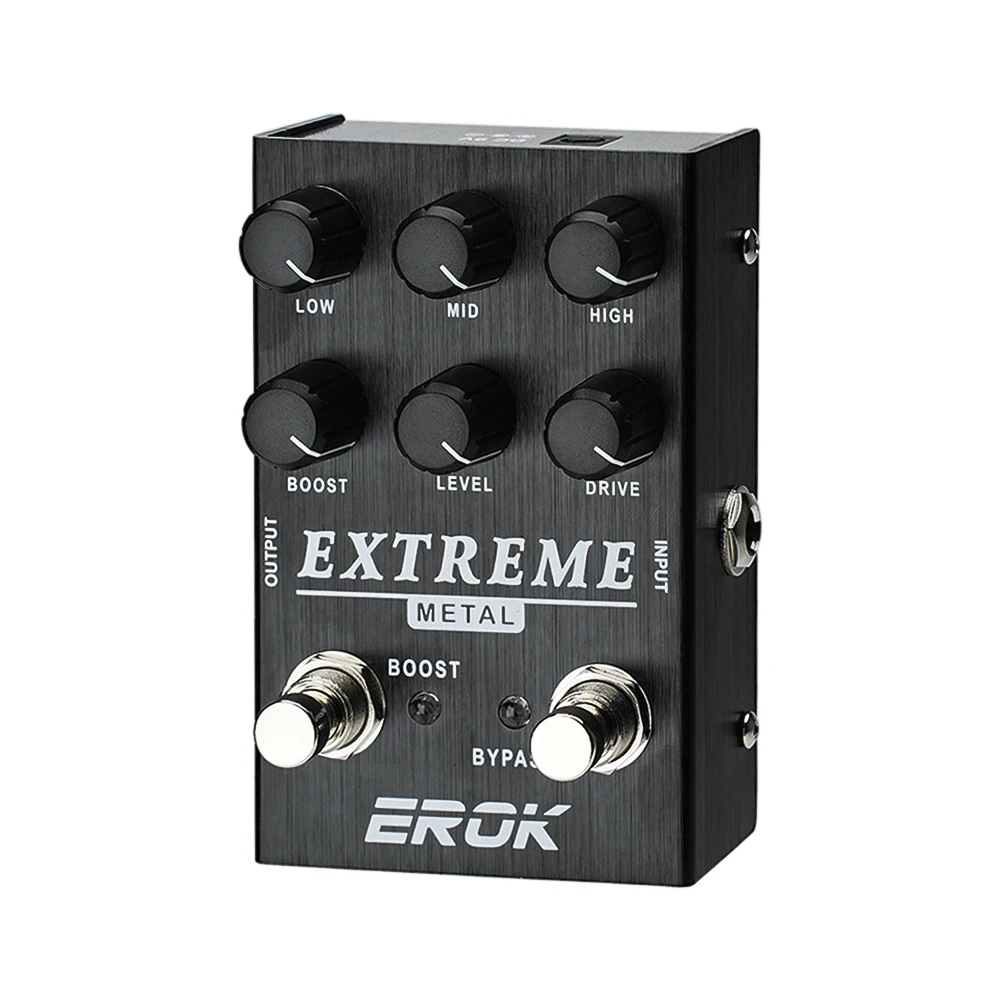 

EROK Extreme Metal Distortion Effect Pedal High Gain Overdrive Electric Guitar Effects Pedal Boost Level Drive Controls Parts