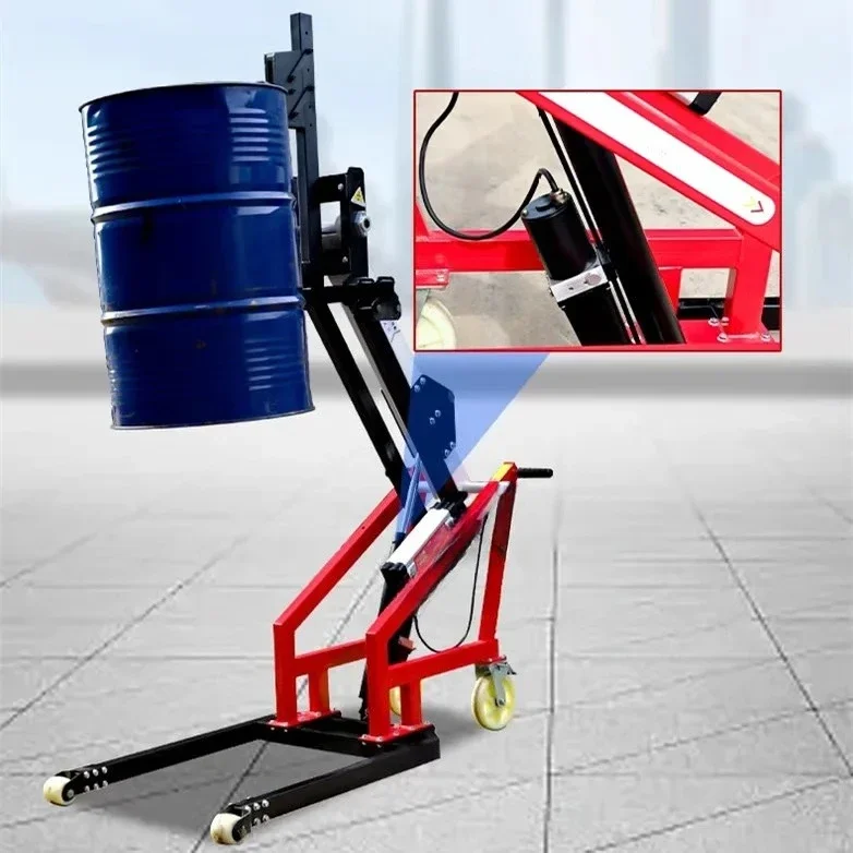 Material handling adjustable manual oil drum carrier stacking machine translation car machine semi-electric drum hoist