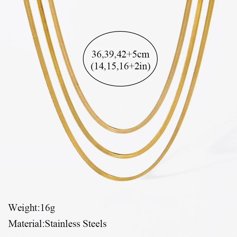 EILIECK 316L Stainless Steel Gold Color Stacking Necklace For Women Girl New Fashion Waterproof 3 Layer Neck Chain Jewelry Gift