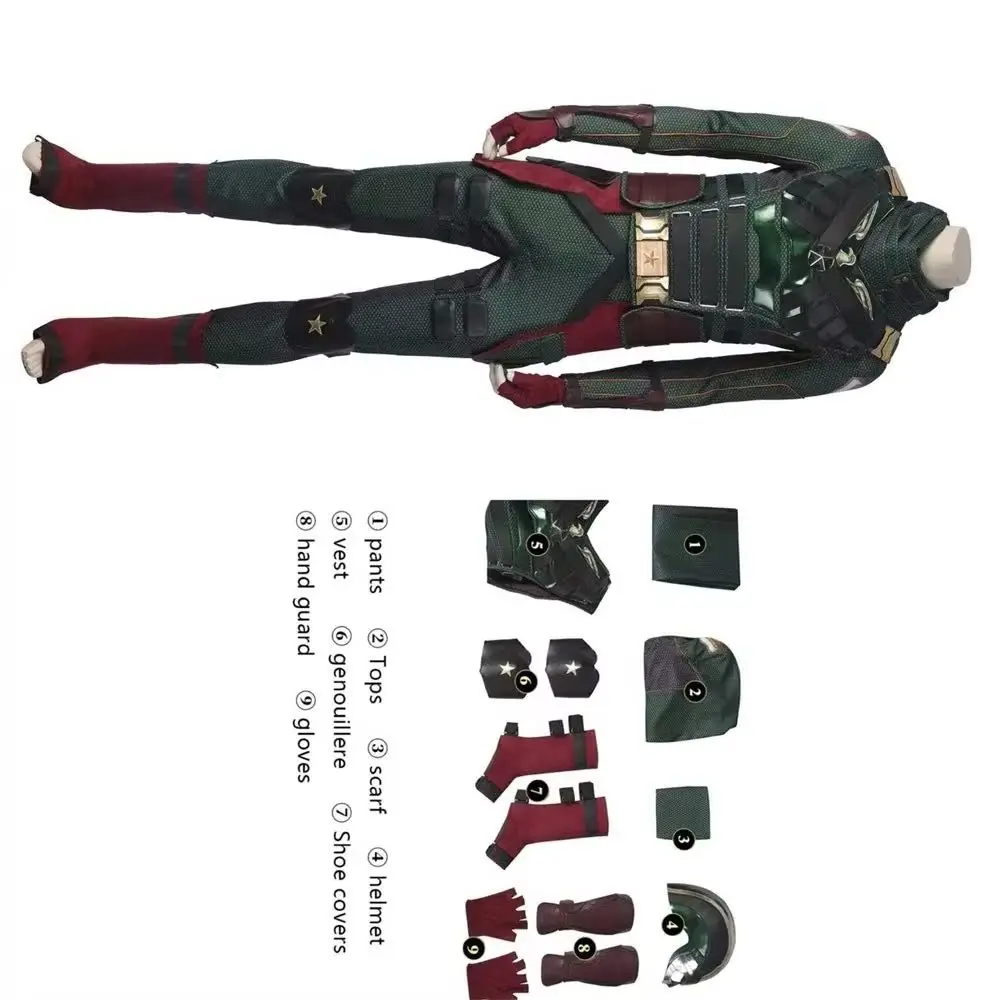 

The Boys Soldier Cosplay Costume Men Green Battle Jumpsuit with Accessories Halloween Carnival Party Outfits