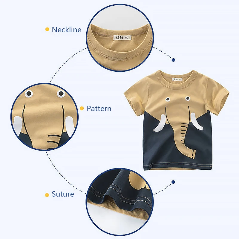 2024 New Summer Clothing Cartoon Shark Print T Shirt Boys & Girls T-Shirt Children Short Sleeve Cotton Tops Kids Clothes 아기 여름옷