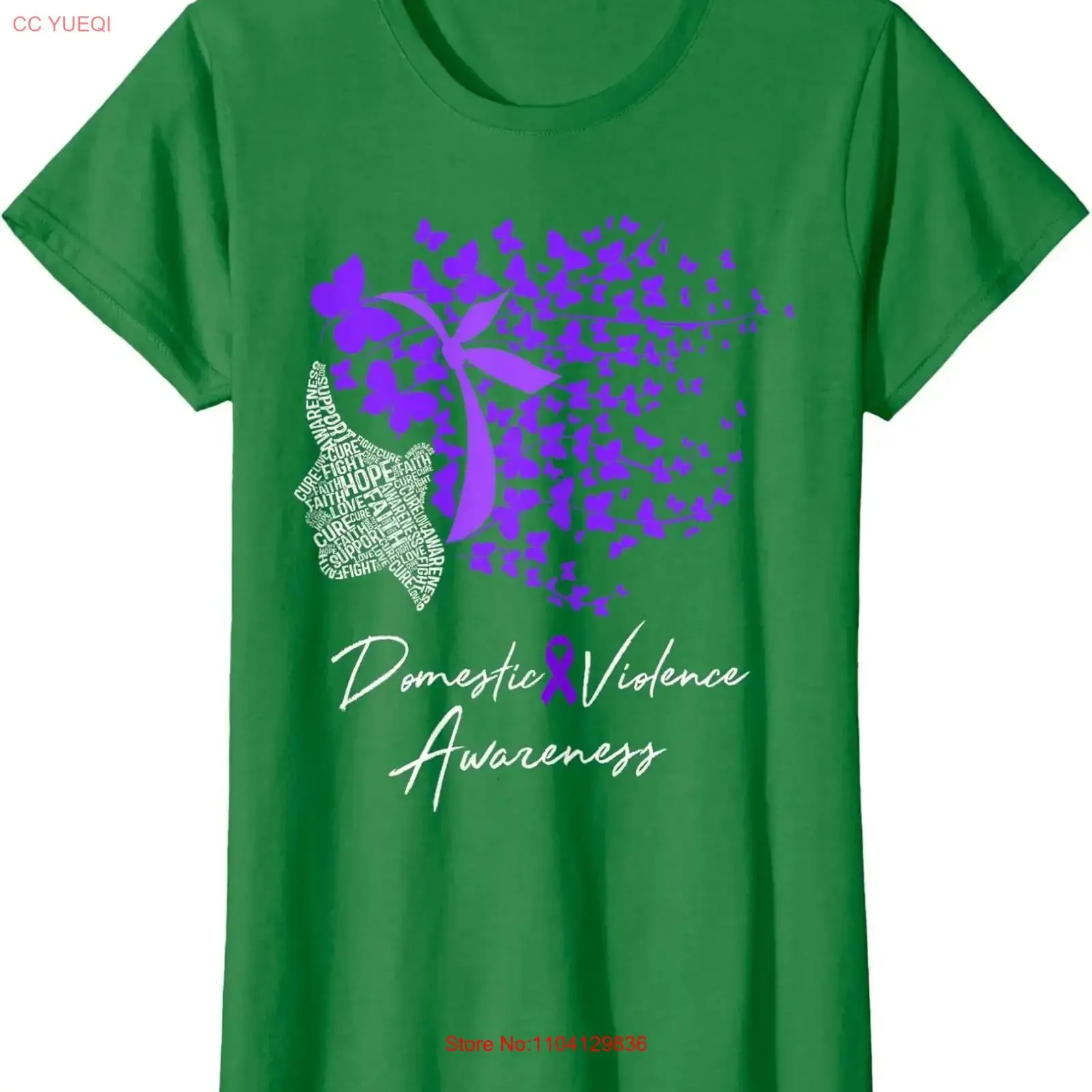 Domestic Violence Awareness s Purple Butterflies Ladies' Crewneck T Shirt vintage Washed Slightly homme Versatile