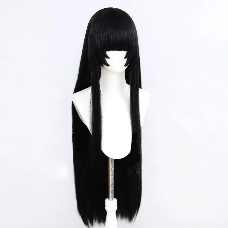100 cm Nero Lungo Rettilineo Donna Capelli Simulati Primi Sette Storie Strane Principessa Parrucca Cosplay Indossare Quotidiano Appuntamento Capelli Pieni
